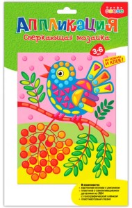 Мозаика сверкающая. Птичка на ветке