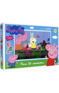 Пазл + наклейки. Свинка Пеппа. Парк динозавров, 24 элемента