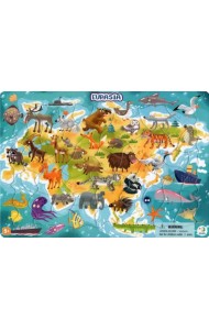 Пазл в рамке. Евразия, 53 элемента