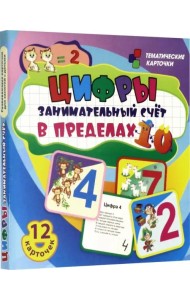 Цифры. Занимательный счёт в пределах 10. Развивающие карточки для занятий с детьми