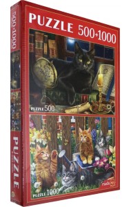 Набор пазлов 2 в 1. В мире кошек, 500 и 1000 элементов