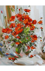 Живопись на холсте. Букет маков